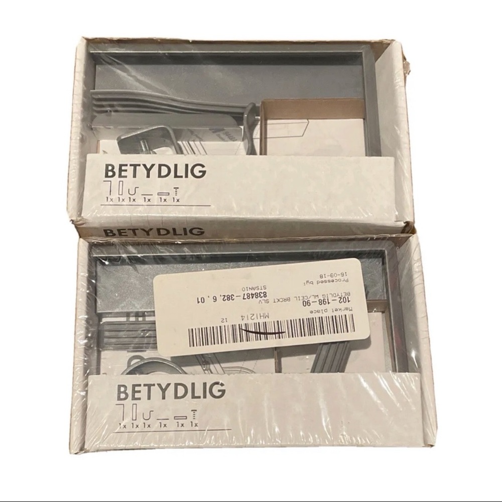 LOT OF 2 IKEA Betydlig Wall/Ceiling Curtain Rod Bracket Gray NEW!  102.198.90
